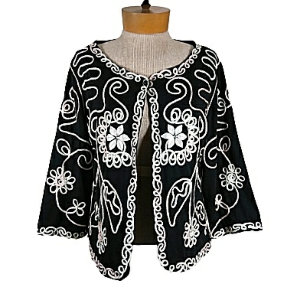 Once Again - black & white embroidered jacket